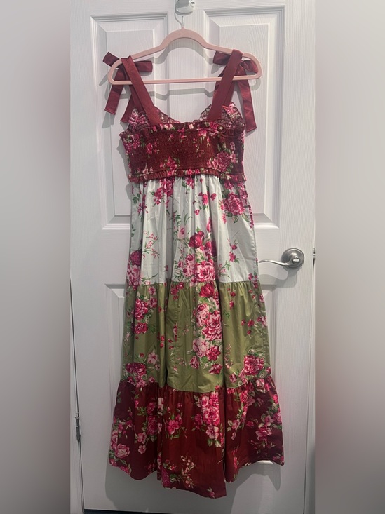 Rebellion Dresses & Skirts - Rebellion Floral Tiered Maxi Dress - Burgundy, Olive & Cream